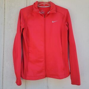 nike dri fit red full zip athletic jacket mens sz med